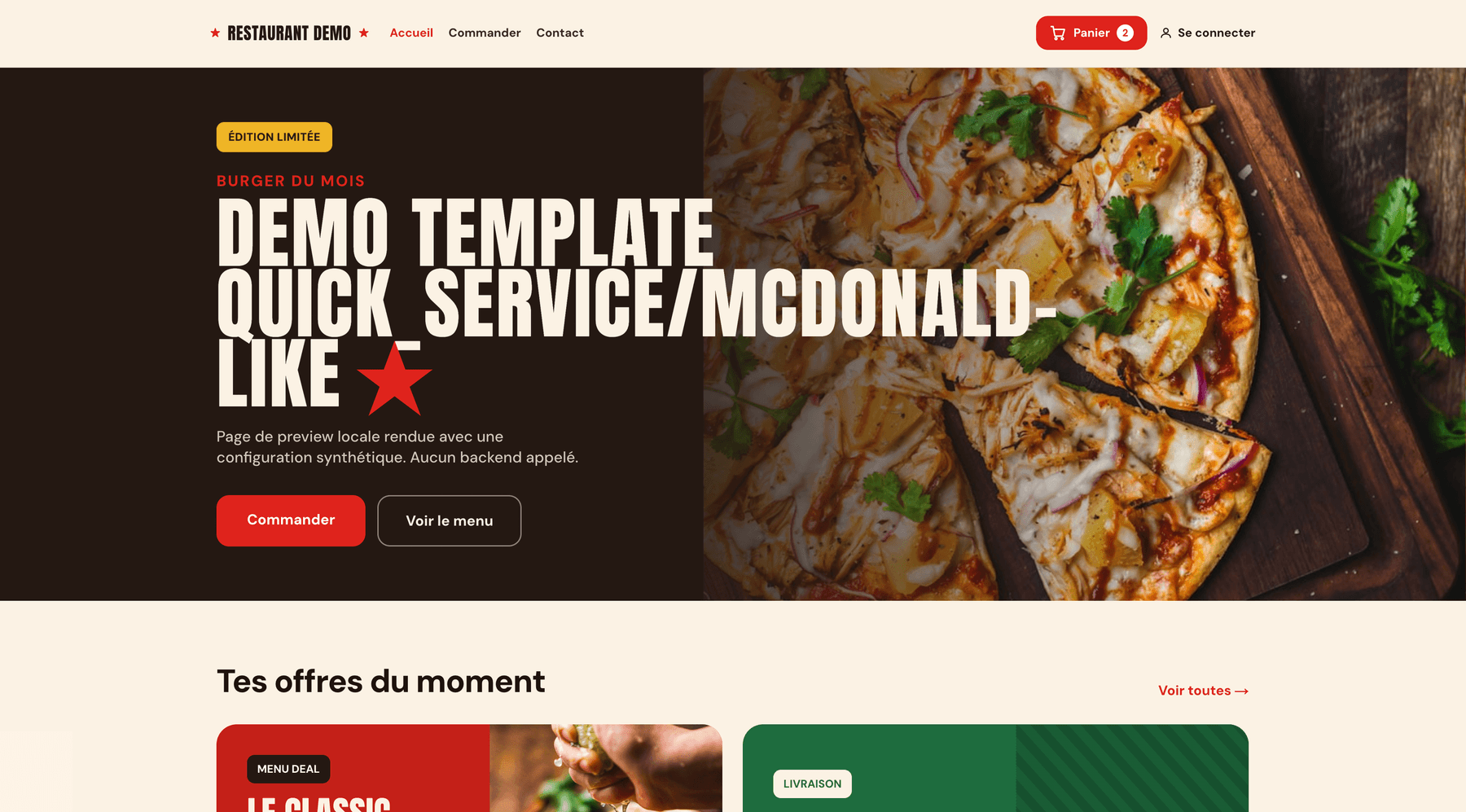 Aperçu du site Burger Volt sur ordinateur