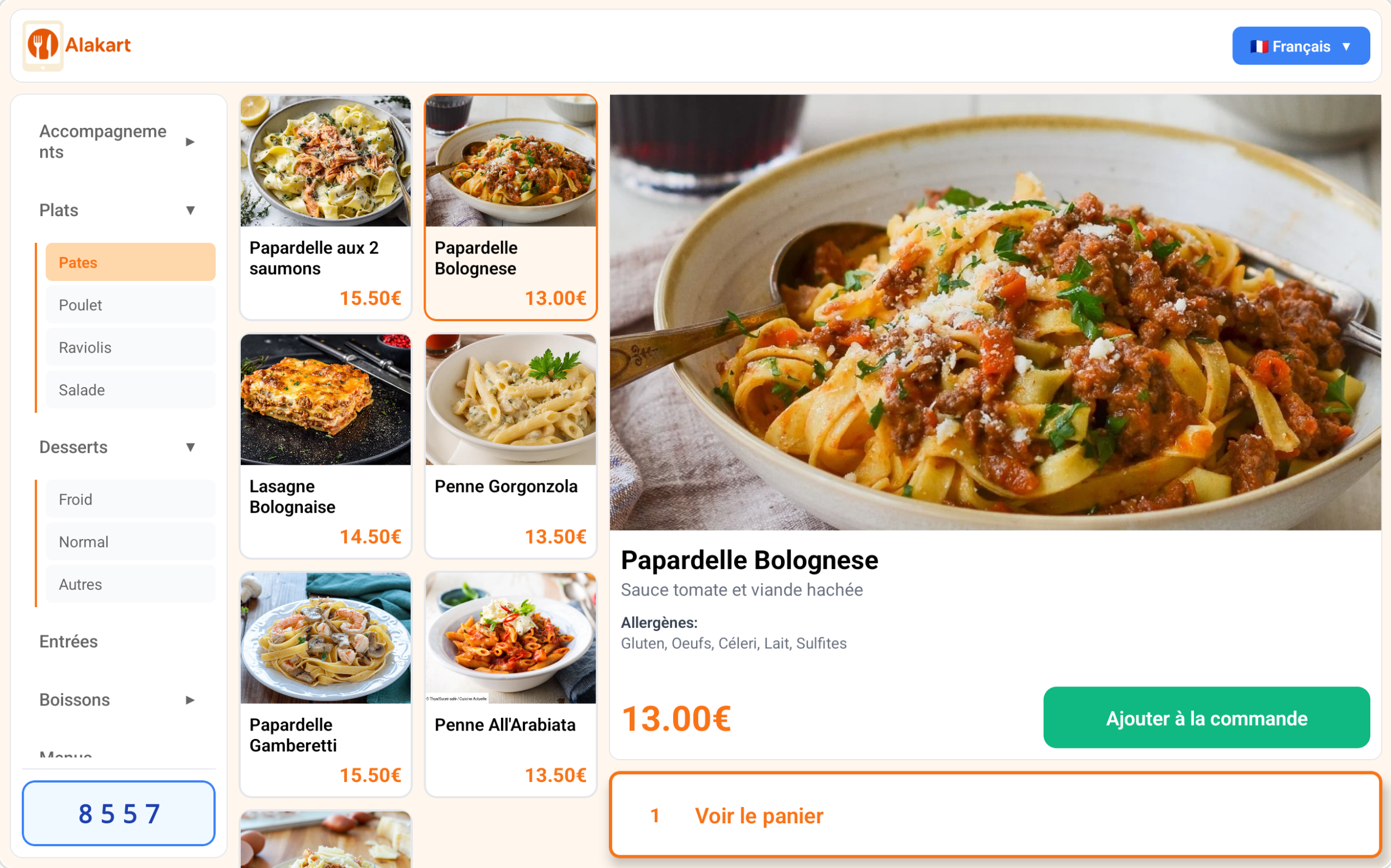 Alakart Tablet Interface