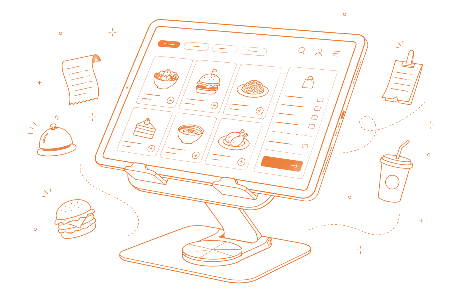 Illustration d'une tablette de commande sur support